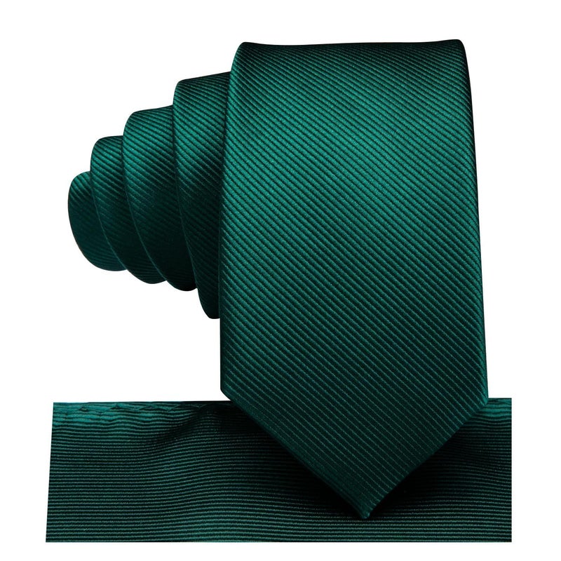 Dubulle Ties for Boys Self Tie Silk Paisely Striped Kids Necktie and Pocket Square Set for Age 8-11,Dark Green - Image 2